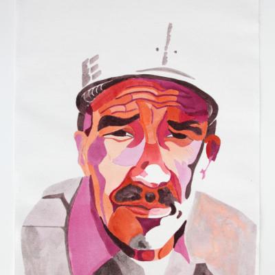 Nano 4, 2015, Cochineal on paper