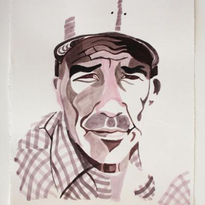 Nano 5, 2015, Cochineal on paper