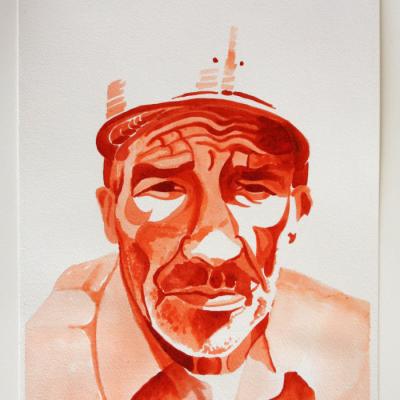 Nano 13, 2015, Cochineal on paper